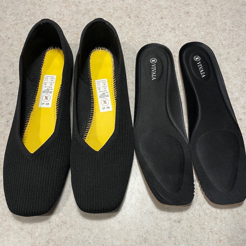 VIVAIA Margot Square Toe V Cut Flats (Margot 2.0) Knit Comfort Ballet US11/EU43 - Picture 8 of 12